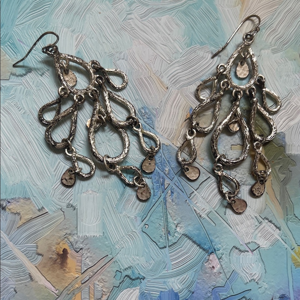 Silver-Tone Teardrop Dangle Chandelier Earrings